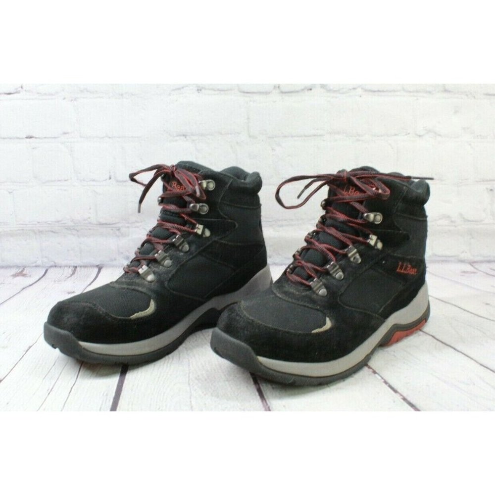 LL Bean Black Suede Mesh High Top Mountain Classic Hikers Boots Size 9 M - Picture 2 of 9